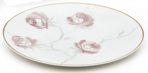 Тарелка Marie Daage BOUQUET DE ROSES для салата или десерта Ø 21  H. 2,5 вес 333 гр, лиможский фарфор ручная роспись, матовое золото 24к