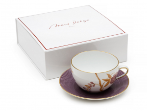 Чайная пара Marie Daage BOUQUET DE VIE, лиможский фарфор, ручная роспись, матовое золото 24к