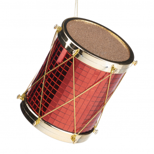 Шарик барабан GOODWILL M&G с зеркальцами красный с золотом 12,5 см  (цена за 2шт)