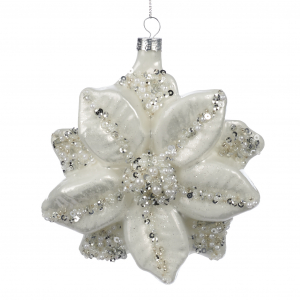 Стеклянный цветок с жемчужинками GOODWILL M&G белый 14 см